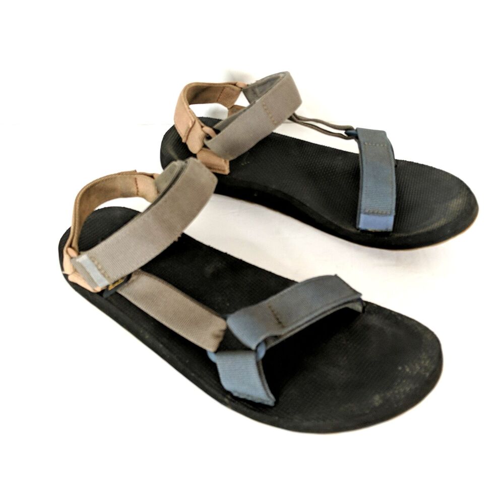 Teva Men Original Universal Sandal Hook And Loop Blue Tan Gray Size 11 EU 44.5